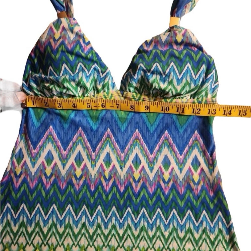 Kenneth Cole Reaction Chevron Tankini Swim Top Blue Green‎ Women's M - Picture 9 of 10